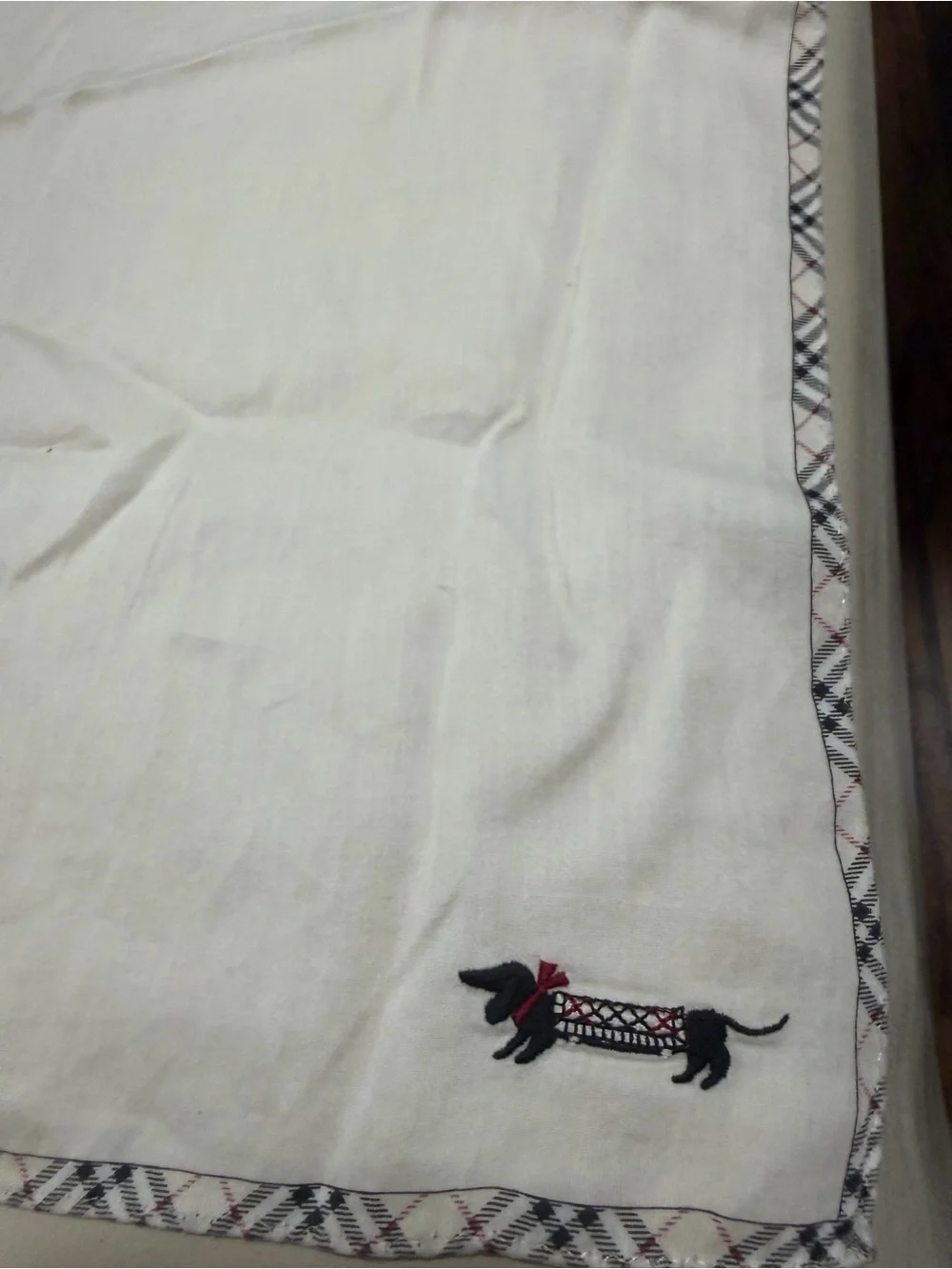 Burberry Cream Plaid Dachshund Embroidered scarf/bandana
